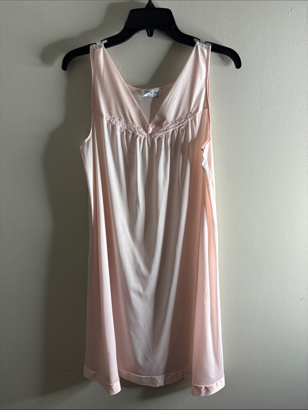 Vanity Fair Pale Pink Sleeveless Chemise with Lace Trim